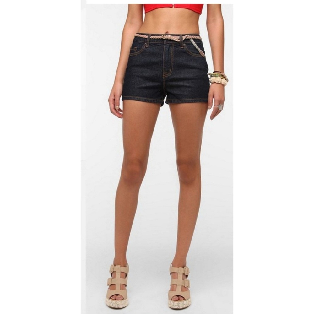 BDG High Rise Erin 5 Pocket Shortie Denim Shorts Dark Wash Blue Womens Size 31